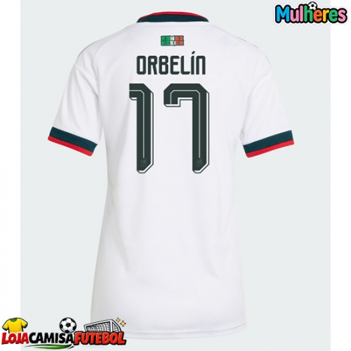 Camisa de Futebol México Orbelin Pineda #17 Equipamento Secundário Mulheres Mundo 2026 Manga Curta